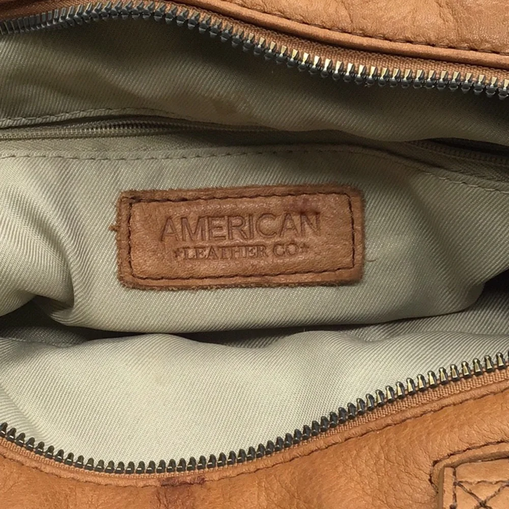 American Leather Co Caramel Brown Pebble Leather Shoulder Bag - Picture 4 of 13